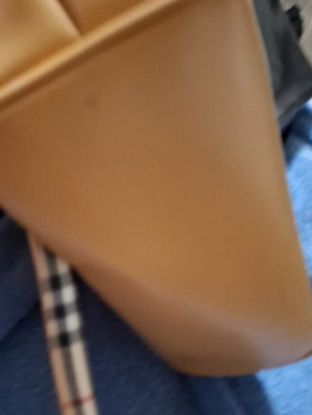 Burberry Tan and Beige Check Drawstring Backpack